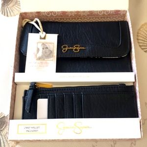 Jessica Simpson Fold-over Wallet - New. (Black) Gift Box Set.